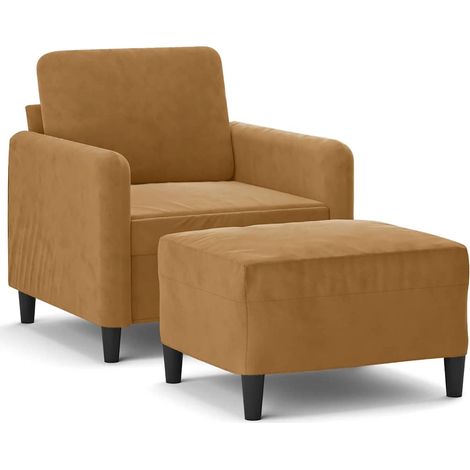 Maison Exclusive - Sessel mit Hocker Braun 60 cm Samt