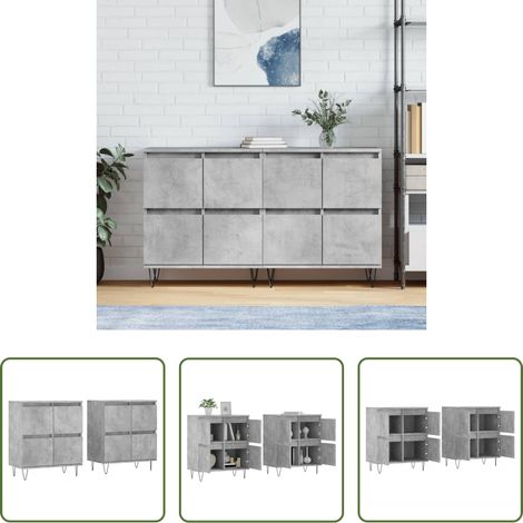 vidaXL Buffet mural - Buffets 2 pcs gris béton bois d'ingénierie (1/5)