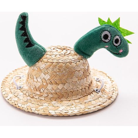 (dinosaure)chapeau De Soleil En Paille Pour Petit Animal De Compagnie, Joli Chapeau De Costume Pour Chiens, Chiots, Mini Chapeau De Protection Con (1/3)