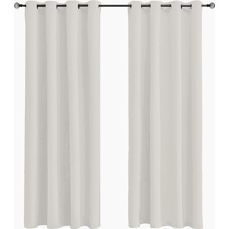 2 Rideau Occultant, Œillets Métal 4cm, Polyester 230g/m², Blanc Ivoire, 100x150cm, Chambre Salon
