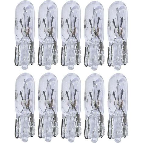 Pack of 10 T5 12V 1.2W automotive dashboard bulbs – BA9S base – low power consumption and long lifespan