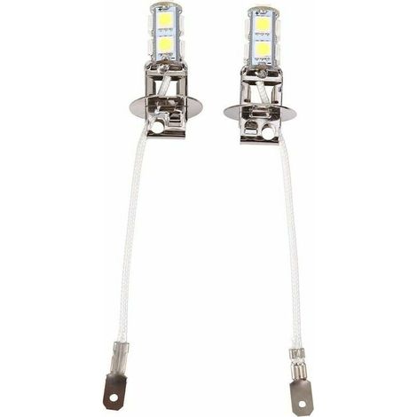 6500K H3 Bulb h3 LED 2Pcs H3 5050 White 9 SMD LED Xenon DC 12V Car Fog Lamp LED Bulbs 6500K Front Fog Light Headlight Bulb Xenon White Auto Car (1/5)