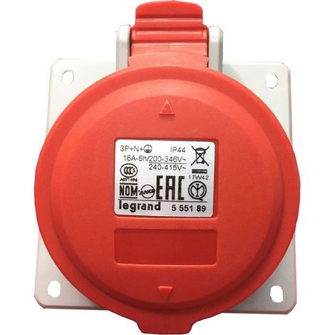 Presa da pannello 16A 3P 230V blu IP44 P17 tempra PRO 555184 (1/3)