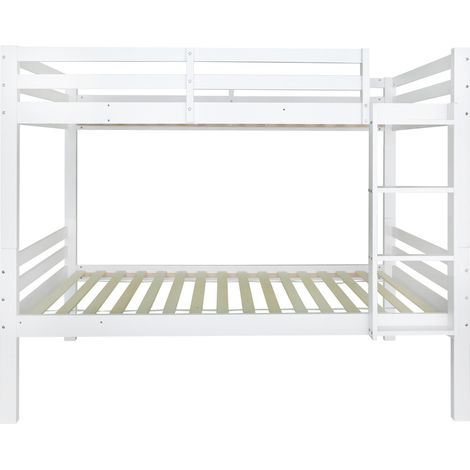 Letto a castello per bambini in legno di pino bianco 90x200 cm con scala e protezione (1/5)