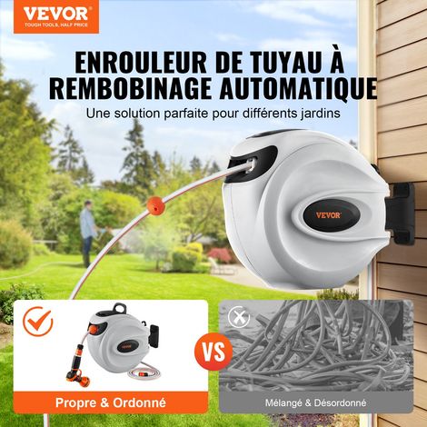 Enrouleur Tuyau Arrosage Mural 35 m x 12 mm Support Pivotant 180° Dévidoir de Tuyaux d'Eau Buse à 9 Modèles 3 Adaptateurs Rapides Rembobinage Auto avec Verrou pour Arroser Pelouse Jardin Voiture (1/5)