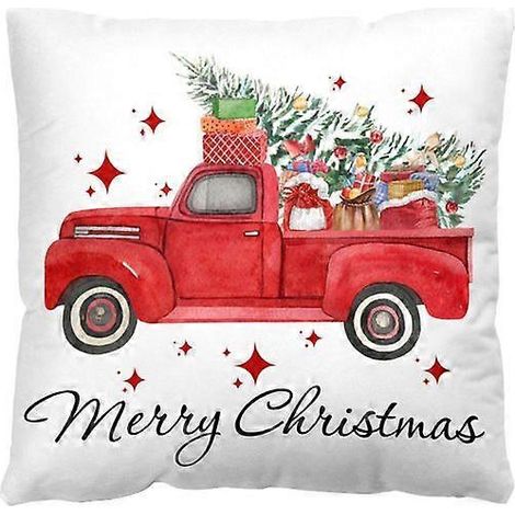 Housse de coussin décorative de Noël avec motif de cerf et d'élan, 45 x 45 cm, motif sapin et cerf, pour canapé ou maison. (1/5)