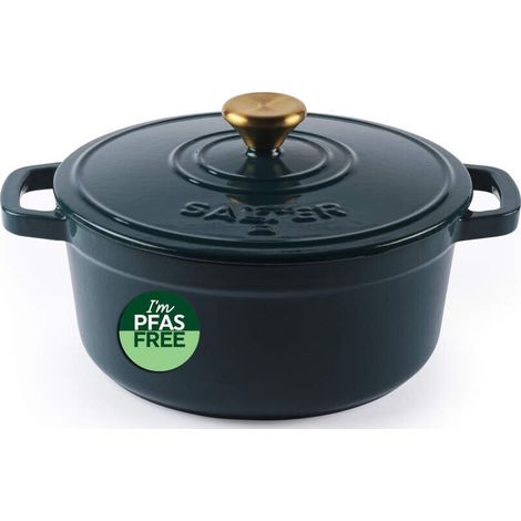 Cacerola de hierro fundido poco profunda Salter BW14433GR Chester de 2 litros (20 cm), color verde. (1/3)