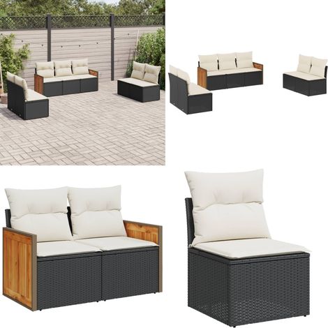 7-tlg. Garten-Sofagarnitur mit Kissen Schwarz Poly Rattan - Gartengestelle - Gartenmöbelset - Lounge Möbel - Rattan Gartenmöbel - Gartenlounge - Home & Living (1/5)