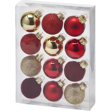 Palla in vetro rosso e oro D4 in confezione da 12 palline EDG