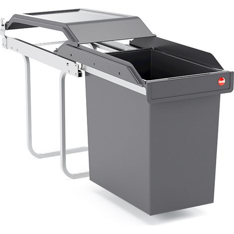 Hailo – Poubelle tri sélectif encastrable 24L – Bac amovible gris anthracite – Couvercle anti-odeur – Installation dans meubles de 30 cm (1/5)