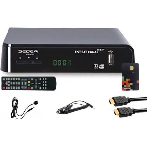 SEDEA RÉCEPTEUR SATELLITE + CARTE TNTSAT V6 + CÂBLE HDMI + CÂBLE 12V + DÉPORT IR (1/4)