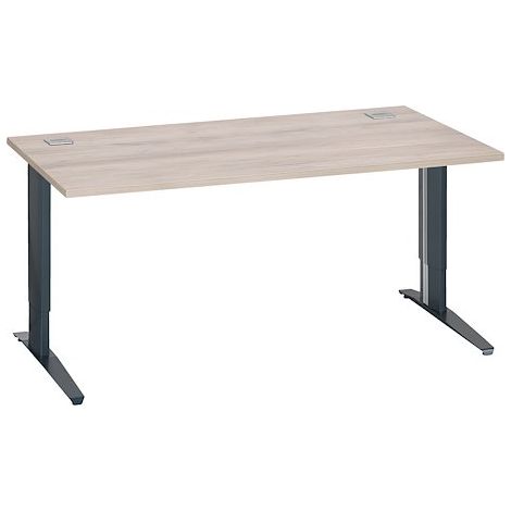 Bureau droit chêne gris L 160 cm réglable en hauteur piètement métal anthracite Essens - Maxiburo