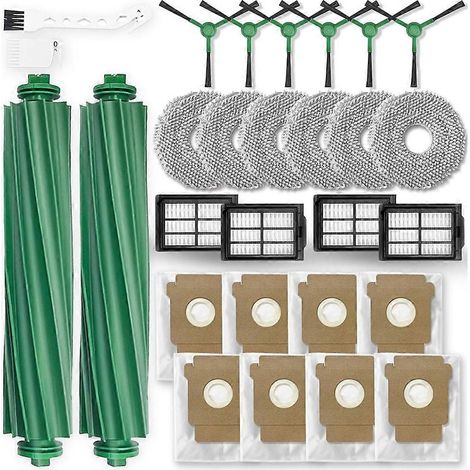 Lot de 28 pièces pour aspirateur robot iRobot Roomba Plus 405 Combo/Plus 505 Combo : brosse principale, filtres, lingettes de nettoyage et sacs à poussière. (1/5)