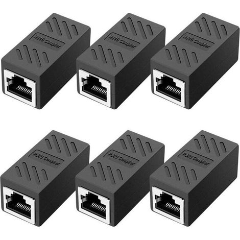 6 Pièces Coupleur RJ45, Coupleur Réseau, Connecteurs Ethernet, Coupleur en Ligne Blindé pour Connecteur D'extension de Câble Ethernet Cat7/Cat6/Cat5e/Cat5-Femelle à Femelle (1/5)