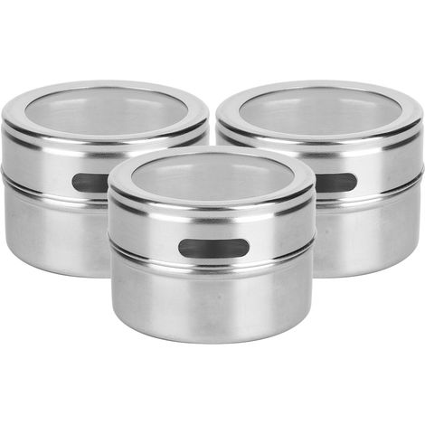 Lot de 3 pots à épices en acier inoxydable pour condiments et épices, accessoires de cuisine et de barbecue. (1/5)