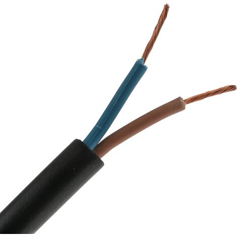 Câble d'alimentation RS PRO 2x1 mm², gaine CPE Noir, 50m ( Prix pour Bobine de 50 Mètres )