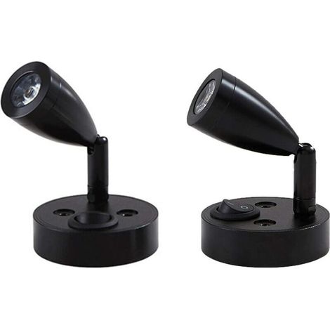 2 pièces 12V LED Spot Lampe de Lecture Murale de Chevet Interrupteur réglable Camping-Car Caravane Van Caravane lumière intérieure pour Bateau Camping-Car (Noir,Court)