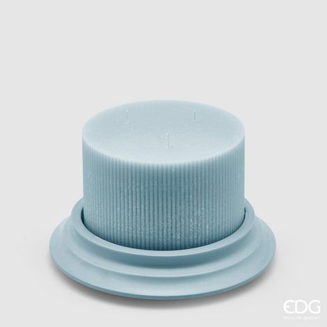EDG Enzo De Gasperi Candela Dorica con Piatto H 10 Cm D 15 Cm Celeste
