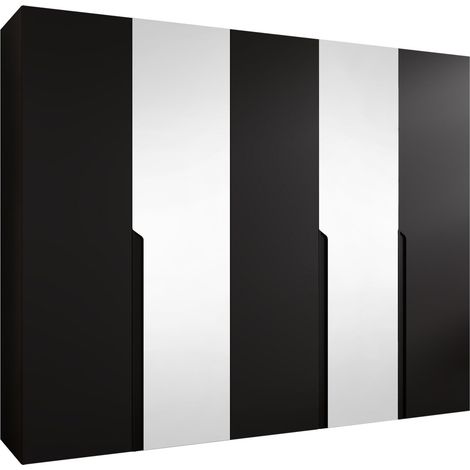 Armario Hartford 587, Negro, 202x250x52cm, Puertas de armario: Con bisagras, Número de estantes: 0 (1/5)