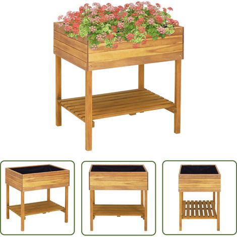 The Living Store Jardinière surélevée 78,5x58,5x78,5 cm Bois massif d'acacia - Jardinier - Jardinière - Pot De Fleurs - Décoration Extérieure - Bois Acacia (1/5)