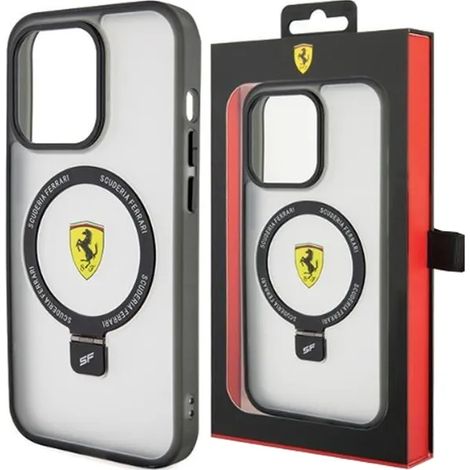 Ferrari FEHMP15LUSCAH Custodia rigida trasparente per iPhone 15 Pro 6.1 Ring Stand Collezione 2023 MagSafe (1/5)