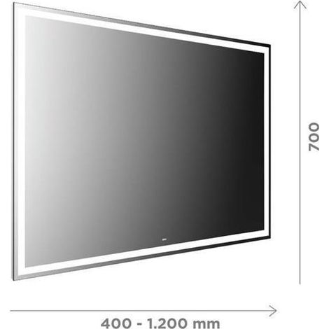 Miroir lumineux LED MI 180 avec encadrement lumineux tout autour 1200x700mm