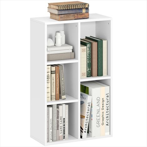 Bibliothèque 5 compartiments blanc panneaux de particules (1/5)