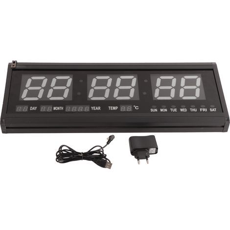 Large Modern LED Digital Wall Clock with Date Display for Office, 24 or 12 Hour Display (1/5)