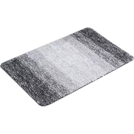Tapis de salle de bain LSLJS, absorbant et épais, antidérapant, lavable en machine, avec dos en caoutchouc, pour baignoire et douche, gris (1/5)