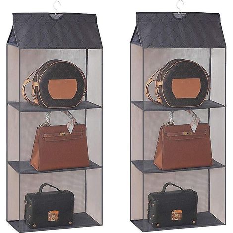 2 Pcs Sac Main Stockage, Chaussures Organisateur De Garde Robe, Sac De Rangement Suspendu,organisateur Garde Pliable Pour Sacs,porte Sacs D'armoi (1/5)