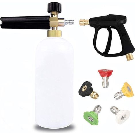 Pistolet à mousse, pistolet à eau haute pression 6,35 mm (1/4 pouce), kit pistolet à mousse, machine de nettoyage, pistolet à mousse, pistolet à savon (1/5)