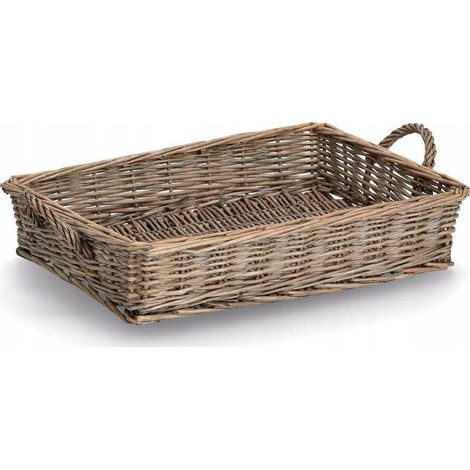 Zeller Vassoio in Rattan Intrecciato Marrone Naturale 41x30 cm