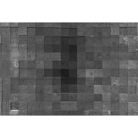 Papier peint panoramique gris style industriel Tapisserie panoramique effet mosaïque brique grise Papier peint panoramique 3D pour salon & couloir (1/3)