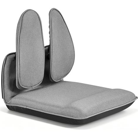 Chaise de Sol Pliable, Dossier Ergonomique Réglable à 5 Positions, Fauteuil de Sol pour Lecture, Détente et Méditation, avec Structure en Métal, Mousse Recyclée et Revêtement en Lin, Gris (1/5)