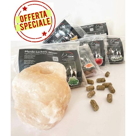 OFFERTA 6 Pacchi Biscotti per cavalli gusti mela, carota, erbe, banana, menta, mela senza grano da 750 g cad più sale hymalaia