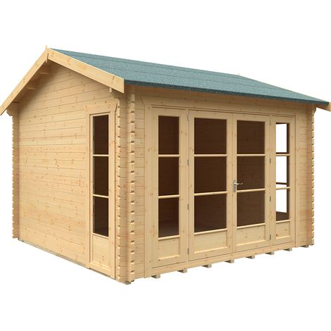 12x12 Bamber 44mm Cabin - L355 x W355 x H282.9 cm - Solid Wood/Softwood/Pine - Natural