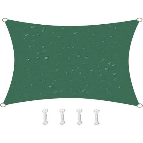2m x 2m Waterproof Sun Shade Sail Canopy Effectively 95% UV Block, Oxford Fabric, for Patio, Balconies, Lawn Garden, Party, Outdoor Activities (, Dark Green) (1/5)
