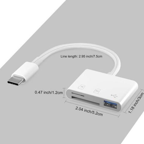 3 En 1 Usb C Lecteur De Carte Sd, Adaptateur Usb C Vers Sd/ Sd/Usb 3.0, Lecteur De Carte Mémoire Tf Compatible Avec (1/5)