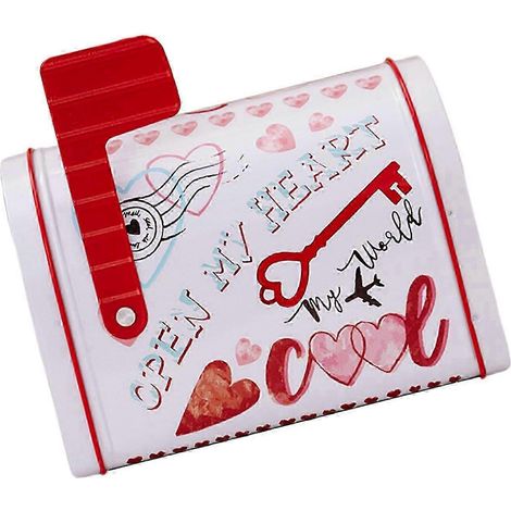 Boîte aux lettres décorative vide pour jouets, boîte à friandises, boîte à biscuits en métal pour bonbons et collations, idées de bricolage pour la Saint-Valentin-White
