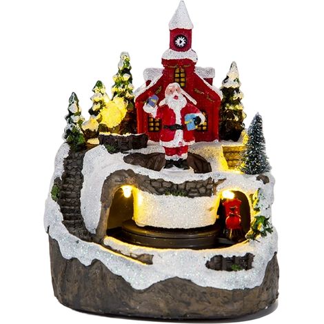 Maison de village de Noël en résine illuminée, avec musique, centerpiece lumineux (1/5)