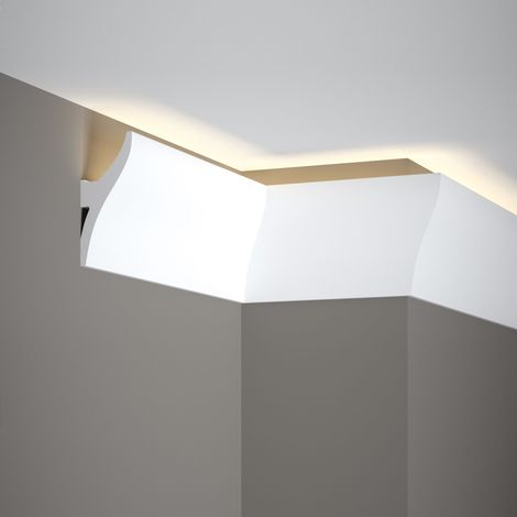 Lichtleiste "QL010" (Mardom Decor) - Stuckleiste für indirekte Beleuchtung (aus hochfestem Polyurethan) inkl. Reflexionsklebeband (1/5)