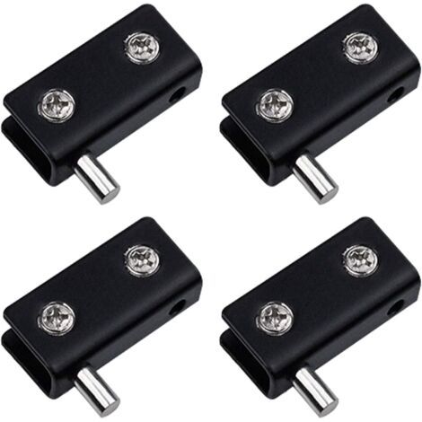 Lot de 4 charnières pivotantes, sans cadre pour porte en verre - Noir - Clips de porte en verre en acier inoxydable avec broche réglable - Kit de remplacement pour porte en verre de 5 à 6 mm (1/5)