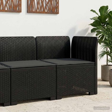 Fauteuil Canapé de Jardin 1 Place Aspect Rotin PP Anthracite avec Coussin d'Assise - PANGIVO (1/5)