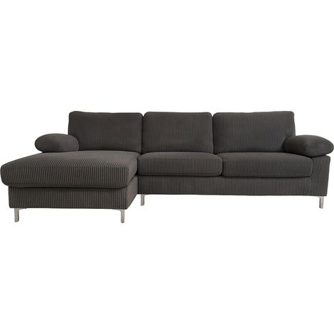 Sofá esquinero de 4-5 plazas a la izquierda Chaise Longue Pana Gris Carbón GALWAY