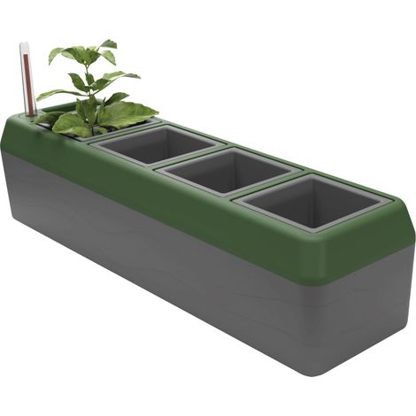 BioGreen Fensterbank-Kräuterbeet Provence Kunststoff 42 x 12 x 11 cm grau-grün