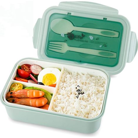 Bento Box - 1400 ml - 3 Compartments - Microwave Safe - Dishwasher Safe - Eco Friendly - 20 x 15 x 8 cm - 1 Unit (1/5)
