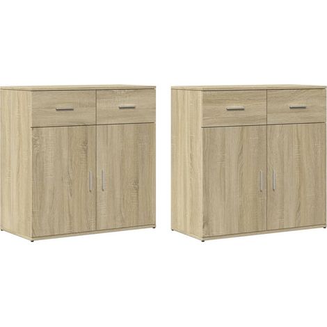 Credenza buffet cassettiera mobile contenitore organizer cucina soggiorno soggiorni set da 2 sonoma 79 x 38 x 80 cm legno composito marrone 020036825