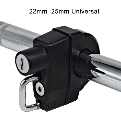 Antivol universel pour guidon de moto, en alliage d'aluminium, compatible avec les guidons de 22 mm et 25 mm, pour motos, scooters et vélos. (1/4)