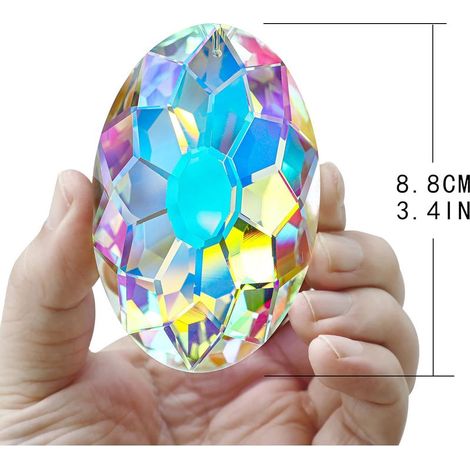 AB-beschichteter Kristallprisma-Fensterhänger, Sonnenfänger, Regenbogen, Hängedekoration für Haus und Garten (89 mm) (1/4)