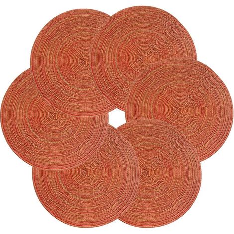 APEX Lot de 6 sets de table ronds, lavables et antidérapants, adaptés aux tables de cuisine et de salle à manger, de 38 cm de diamètre. (1/5)